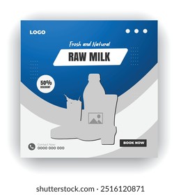 Fresh milk social media post design template