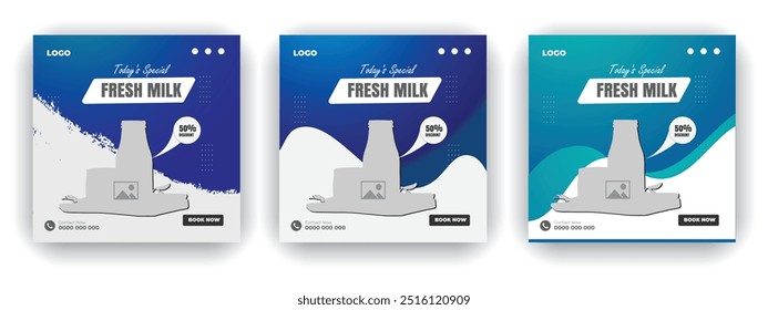 Fresh milk social media post design template