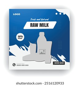 Fresh milk social media post design template
