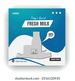 Fresh milk social media post design template