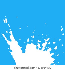 Fresh milk splash, abstract white badge. Organic design template, healthy food stamp, tag for cafe, market, package. Hand drawn lettering card, watercolor ink dry brush stroke. Vector logo or sign.