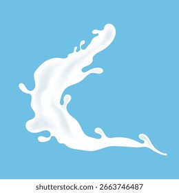 Salpicadura de leche fresca aislada sobre fondo azul.