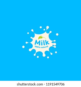 Fresh Milk splash vector icon. White blot, drop illustration. Dairy logo template. Yogurt and cream sign design.