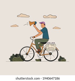 fresh milk take away by delivery man