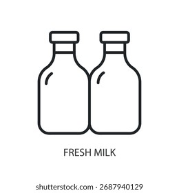 Frische Milch dünne Linie Vektorsymbole.