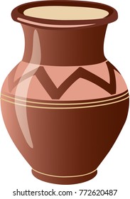 Fresh Milk vector illustration. Ceramic Jug. Beautiful Pottery. Ethnic Crockery. Farm product.
