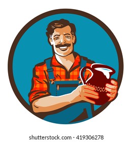 fresh milk vector logo. drink or farmer icon