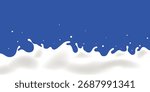 Fresh milk wave, small milk splashes upwards. Promotional design background element