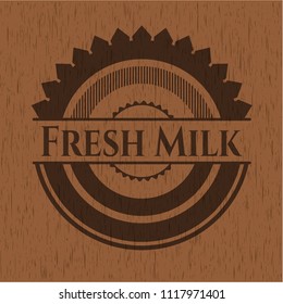Fresh Milk wooden emblem. Retro