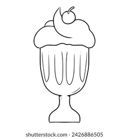 fresh milkshake illustration Outline Sketch hand drawn vector	
