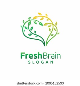 Logo de mente fresca, cerebro con concepto de árbol