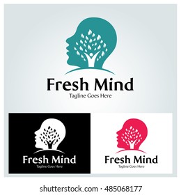 Fresh Mind logo design template ,Tree logo design concept ,Vector illustration