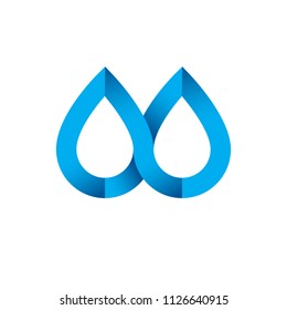 Fresh mineral water design emblem, clear water drop illustration isolated on white. Can be used in water cleaning advertisement.