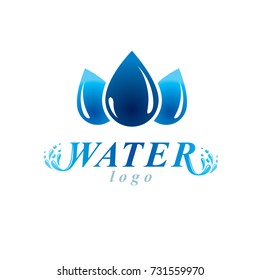 Fresh mineral water design vector emblem for use as marketing design symbol. Living in harmony with nature concept.