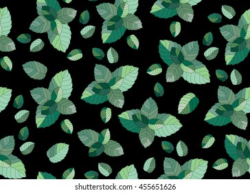 Fresh Mint background. Foliage seamless pattern.