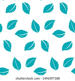 Fresh mint leaves pattern.Seamless repeating pattern with abstract floral and leaf shapes in mint. Modern and stylish textile, gift wrap.