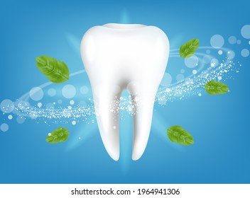 Fresh mint tooth Vector realistic. Special hygiene product placement mock up