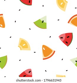 Fresh mix of fruit pattern. Seamless vector background for fabric, wrapping paper, gift paper, decoration and ornament.