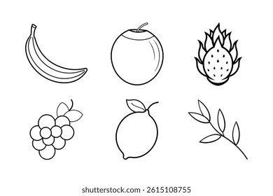 Fresh Mixed Fruit Set vector