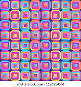 Fresh modern decorative gradient vibrant color squares seamless pattern with smooth corners.