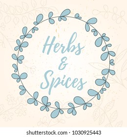 Fresh modern design card of medicinal herbs and flowers. Hand drawn illustration for herbal tea, natural cosmetics, health care products, aromatherapy, homeopathy. Summer art.