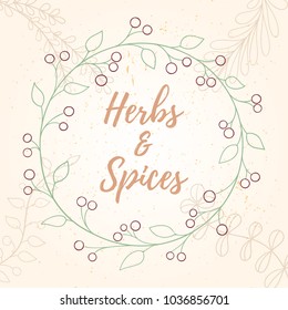 Fresh modern design card of medicinal herbs and flowers. Hand drawn illustration for herbal tea, natural cosmetics, health care products, aromatherapy, homeopathy. Summer art.