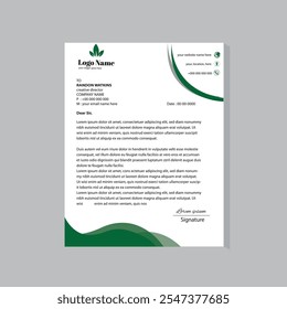 Fresh and Modern Letterhead Design in White and Green.