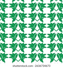 A fresh and modern seamless pattern featuring vibrant green leaves repeats across a clean white background. Ideal for textiles, wallpaper, or surface design, this botanical illustration brings a touch
