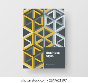 Fresh mosaic hexagons pamphlet concept. Modern catalog cover A4 design vector template.