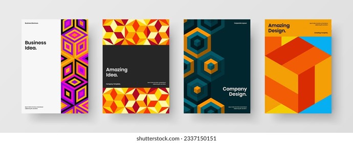 Fresh mosaic pattern banner layout bundle. Abstract company cover A4 design vector illustration collection.