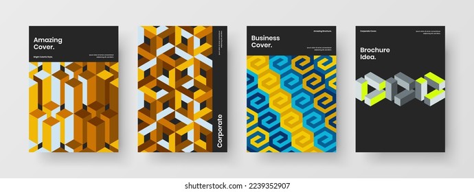 Neue Kollektion von Mosaikmustern für Prospektmaterial. Farbiges Banner Design, Vektorgrafik-Layout-Paket.