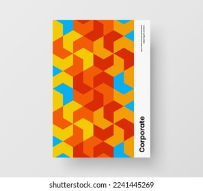Ilustración de folletos corporativos de mosaico fresco. Limpiar la plantilla de diseño vectorial de la tapa A4.