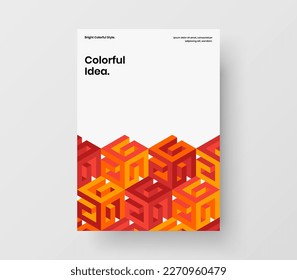 Fresh mosaic pattern flyer illustration. Multicolored corporate brochure A4 design vector layout.