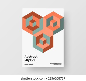 Fresh mosaic pattern magazine cover illustration. Bright company brochure vector design layout.