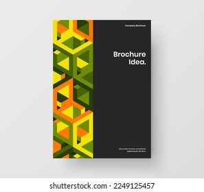 Fresh mosaic shapes book cover illustration. Simple corporate brochure vector design template.