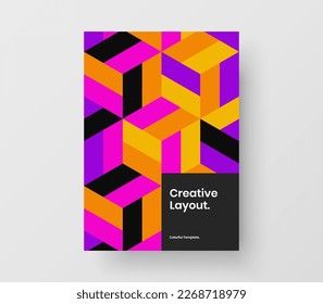 Fresh mosaic shapes front page layout. Trendy corporate cover A4 design vector illustration.