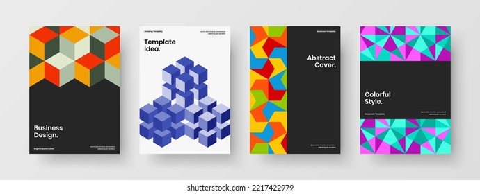 Composición del concepto de póster de formas de mosaico fresco. Conjunto de ilustraciones vectoriales de diseño de identidad de empresa creativa.