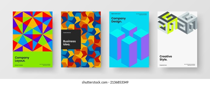 Conjunto de plantillas de presentación de formas de mosaico fresco. Conjunto de ilustraciones de diseño vectorial de panfleto minimalista.