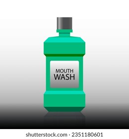 Fresh mouthwash flat vector illustration. Mint liquid for rinsing mouth. oral mouthwash sign. 