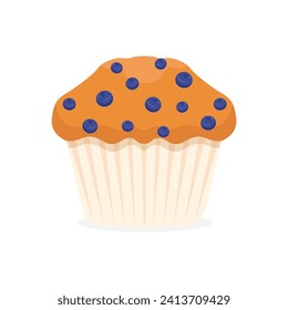 Fresco Muffin Topping Blueberry. Vector de ilustraciones