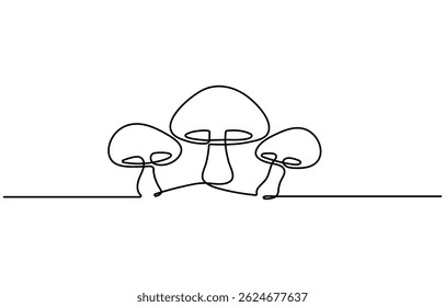 Fresh Mushroom Continuous Line Editable Stroke Line