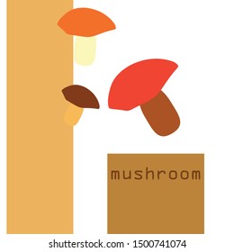 Fresh mushroom . Organic food poster. Farmer market design. Vector background