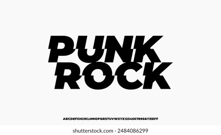 Fuente Fresh Music Styles. Fuente de Rock punk. Pop Punk. Mayúsculas y Número. Para Moda, Deportes, Diseño Urbana, Ilustración vectorial.