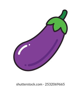 A fresh natural brinjal with white background.