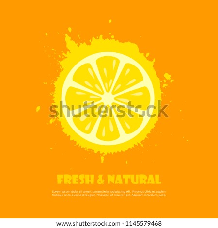 Fresh and natural citrus fruit vector poster illustration isolated on yellow background
