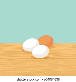 Fresh and natural farm eggs on the table vector illustration