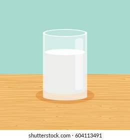 Fresh and natural farm glass of milk on the table vector