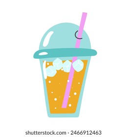 Fresh natural healthy delicious lemonade. Vector hand drawn illustration