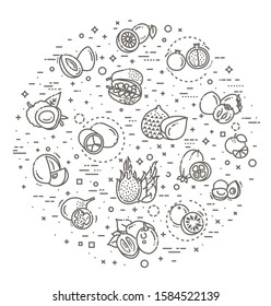 Fresh and natural ingredients. Thin line web icon set