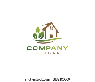 Fresh Natural Leaf Home Logo Designleaf Stock Vector (Royalty Free ...